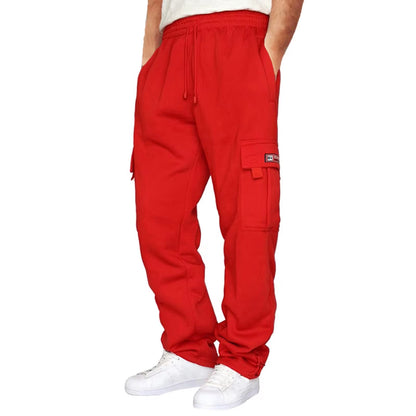 Large Size Men'S Long Pants Drawstring Elastic Waist Casual Pants Padded Pants Solid Colour Fashion Pockets Loose Sports Pants