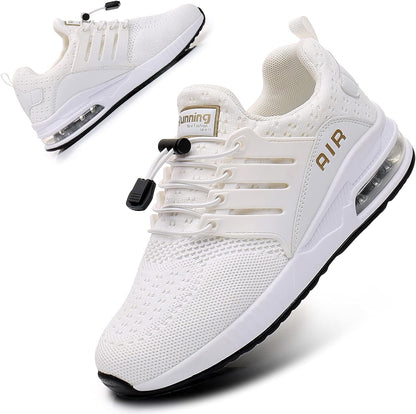 Women'S Running Shoes Fashion Non Slip Air Cushion Sneakers Casual Running Tennis Shoes for Indoor Outdoor Gym Jogging (Ivory, 8)