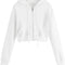 Crop Tops Hoodies for Women Teen Girls Casual Zip up Long Sleeve Sweatshirt (A-White,M)