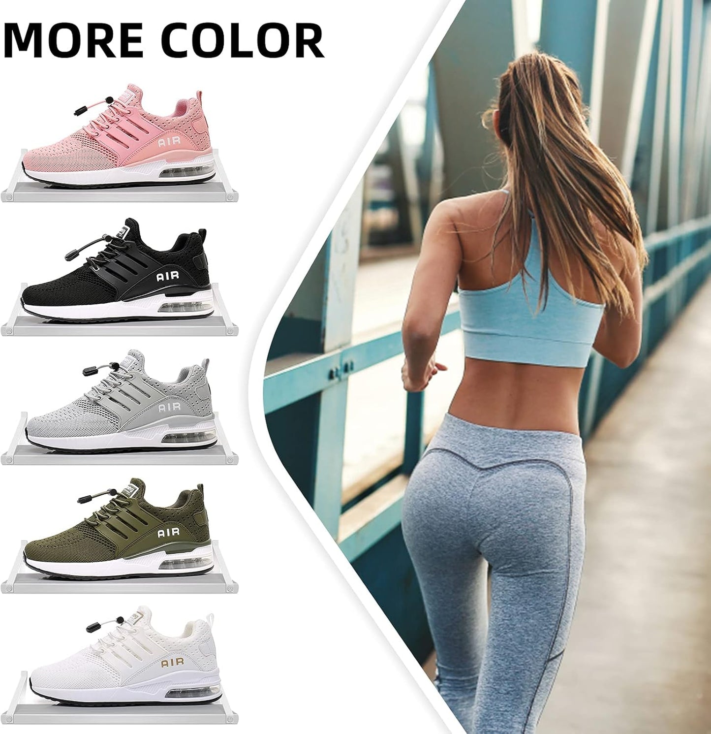 Women'S Running Shoes Fashion Non Slip Air Cushion Sneakers Casual Running Tennis Shoes for Indoor Outdoor Gym Jogging (Ivory, 8)