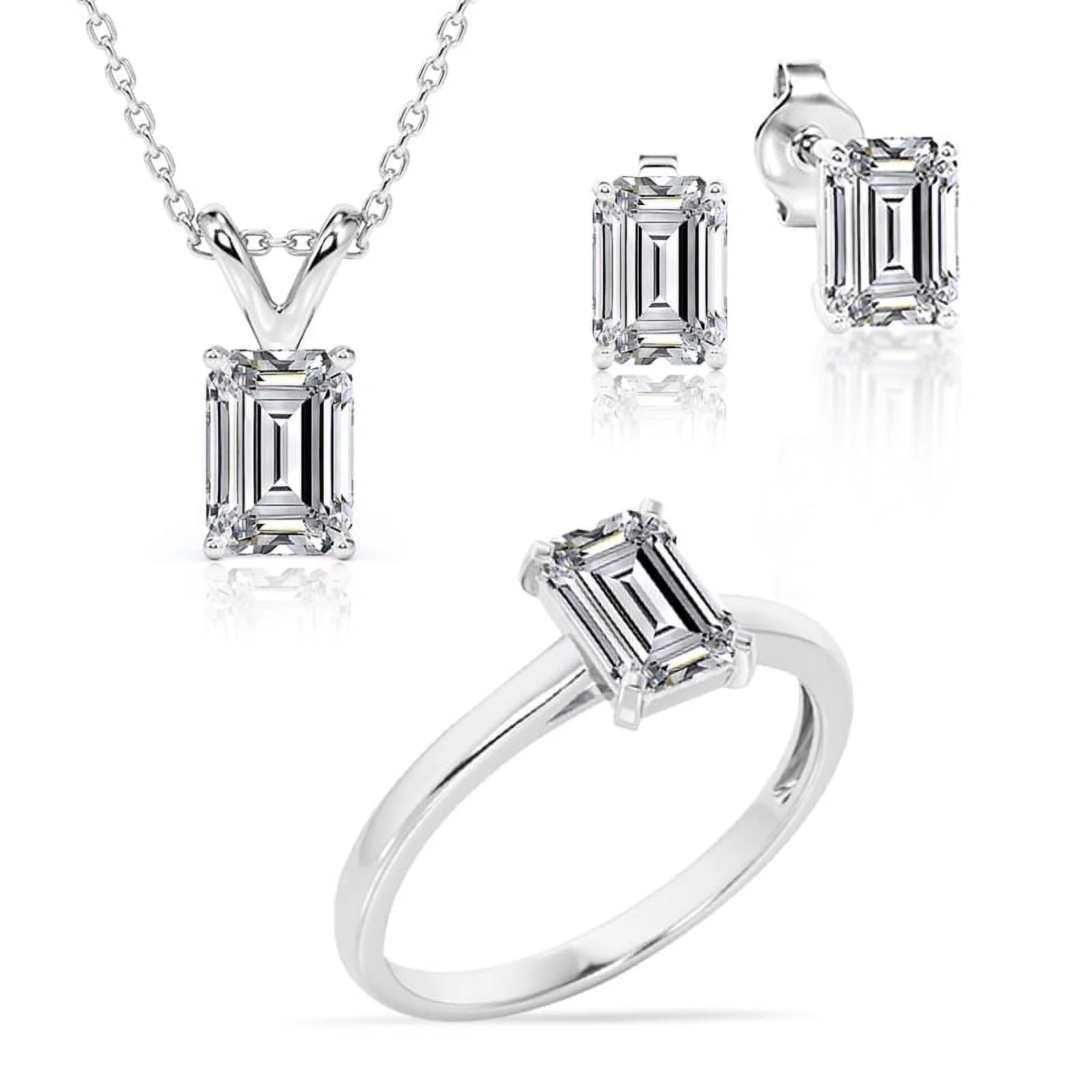 Beautiful Gift Set of 3 Carat Moissanite with Ring, Earrings & Pendant